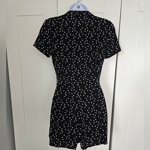 EUC Forever 21 Retro Black & White Polka Dot Pinup Romper - Picture 8 of 10